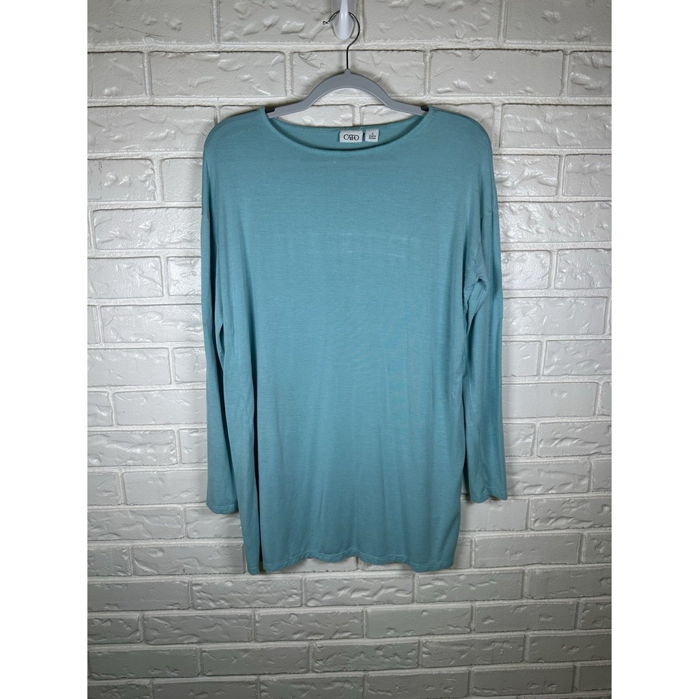 Cato S Tiffany Blue Long Sleeve Knit Top Soft Stretch Lightweight Casual